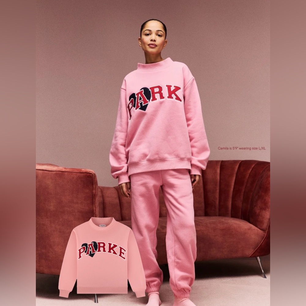 Parke Large/XL Jean Heart Varsity Mockneck Sweatshirt.💕⚡️